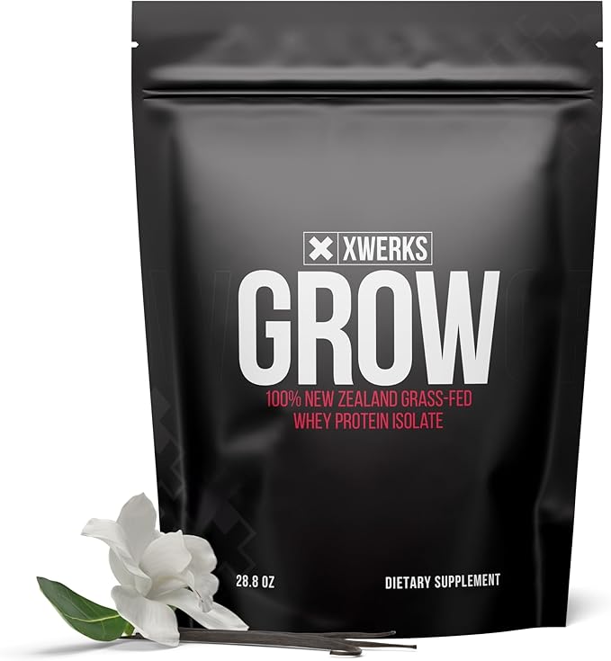 Xwerks Grow 100% New Zealand Grass-Fed Whey Protein – 25g of Pure Isolate Protein Powder (30 Servings) All-Natural, Paleo & Keto-Friendly, Soy & Gluten-Free, and Easy to Digest (Vanilla)