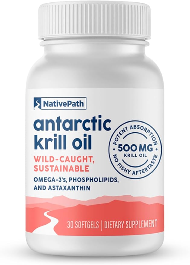 NativePath: Antarctic Krill Oil – Wild-Caught Krill Omega-3 Fatty Acids with EPA and DHA – 30-Day Supply – Supports Your Joint, Heart, Brain and Immunity – Pure Formula, No Fishy Taste