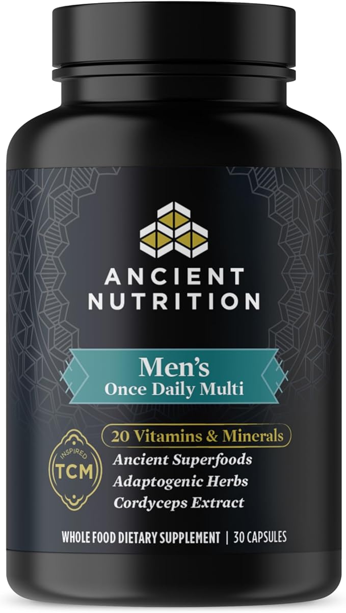 Ancient Nutrition Multivitamin for Men, Ancient Multi Men’s Once Daily Vitamin Supplement 30 Ct, Vitamin A, Vitamin B and Vitamin K2, Fenugreek Seed, Supports Immune System, Paleo and Keto Friendly