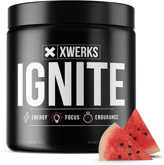 Xwerks Ignite Watermelon Pre Workout Powder – Best Natural Keto Pre-Workout for Women and Men with Explosive Energy – Gluten Free Preworkout Blend for Endurance Stamina – 150 mg Caffeine 30 Servings