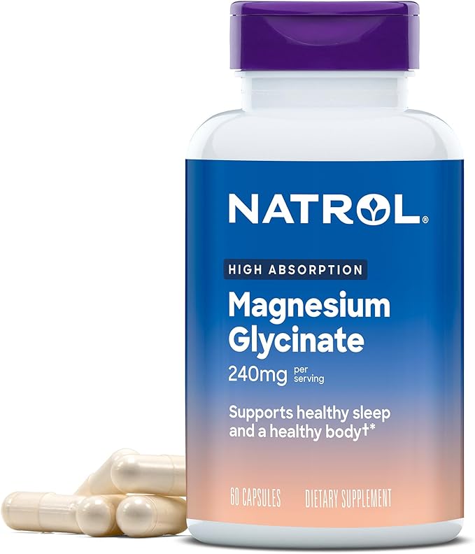 Natrol Magnesium Glycinate 240 mg, High Absorption Magnesium Supplement for Healthy Sleep and Body(1), 60 Capsules, Up to a 30 Day Supply