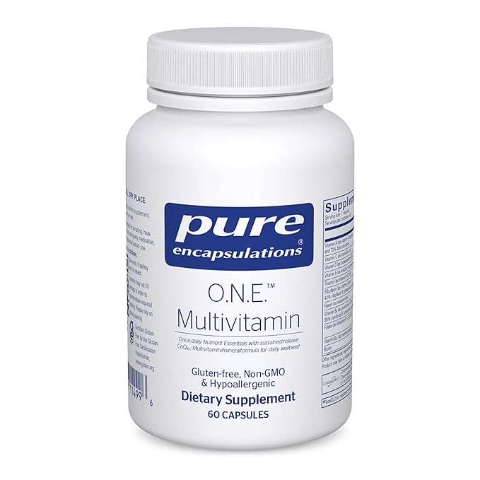 Pure Encapsulations O.N.E. Multivitamin – Once Daily Multivitamin with Antioxidant Complex Metafolin, CoQ10, and Lutein to Support Vision, Cognitive Function, and Cellular Health* – 60 Capsules