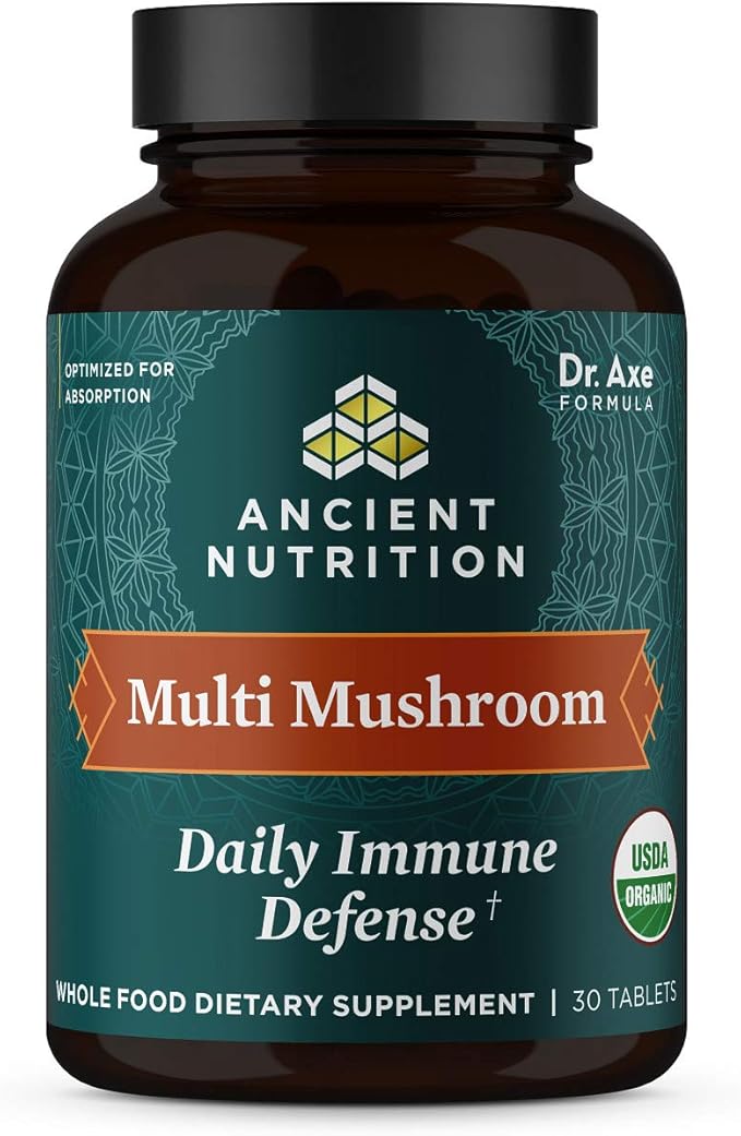 Ancient Nutrition Mushroom Supplement, Organic Multi Mushroom Immune Support Tablet, Supports Stress Response, Gluten Free, Paleo and Keto Friendly, 30 Count