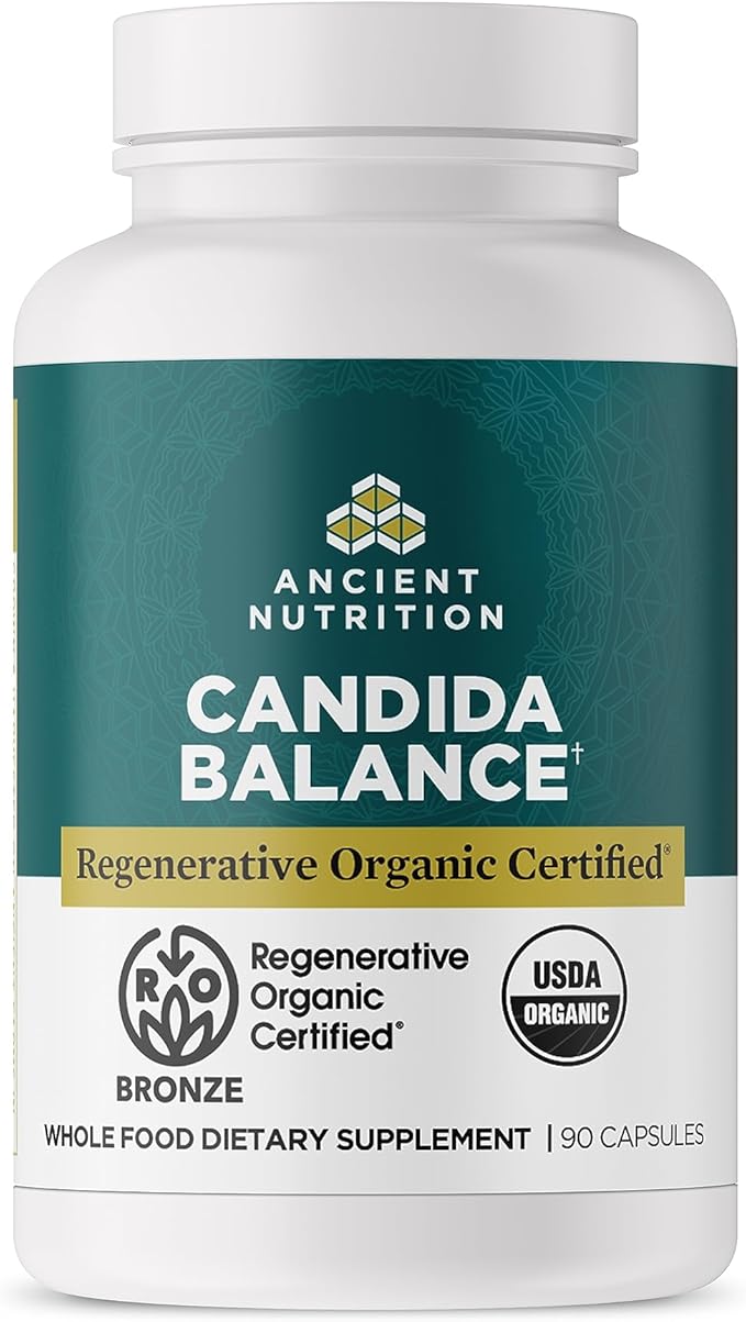 Ancient Nutrition Gut Health Supplement, Regenerative Organic Certified Candida Capsules, Provides Occasional Diarrhea, Constipation, Gas and Bloating Relief, Supports Immune Function, 90 Count